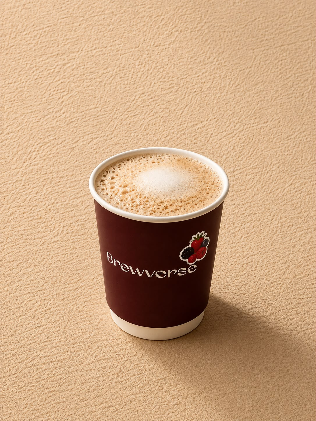 Brewverse wild berry drink in a burgundy cup